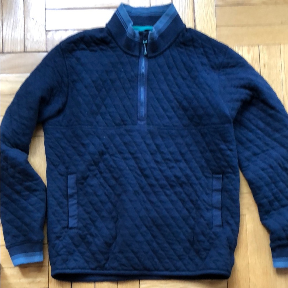 Wellen Navy Quilted Cotton 1/4 Zip Pullover S